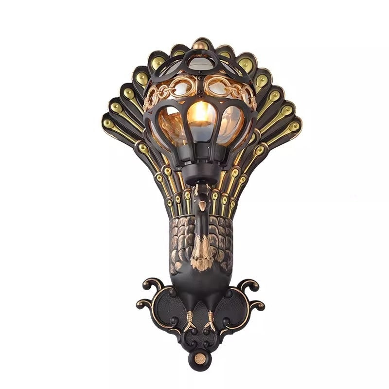 Retro Villa Gate Garden Peacock Outdoor Wall Lamp