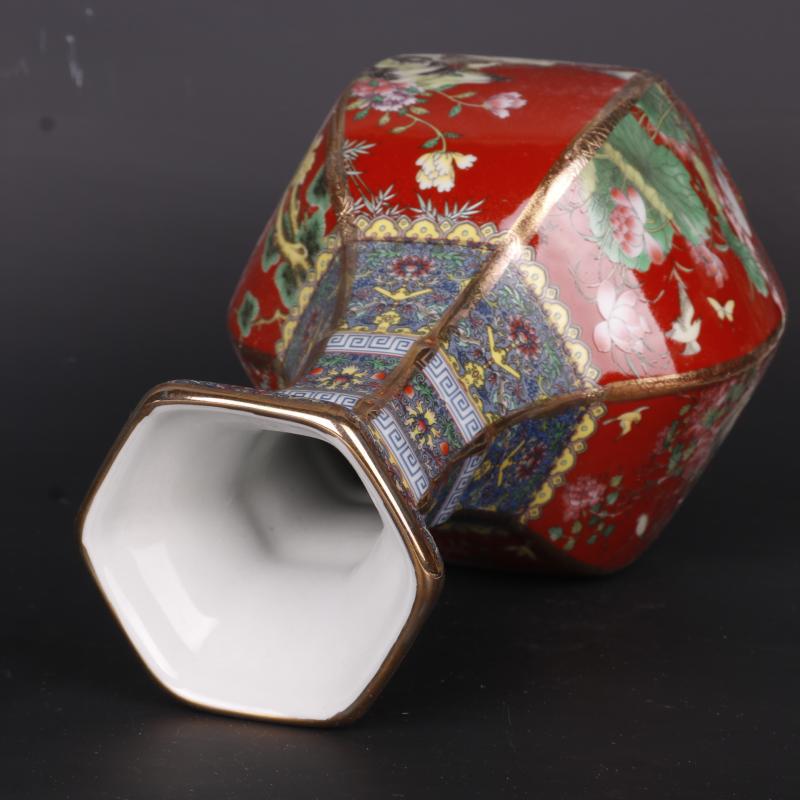 Gold-painted Enamel Colorful Flowers And Birds Home Chinese Antique Vase Ornaments