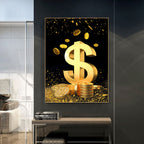 Abstract Dollar Painting Gold Coin Money Canvas Art Wall Poster