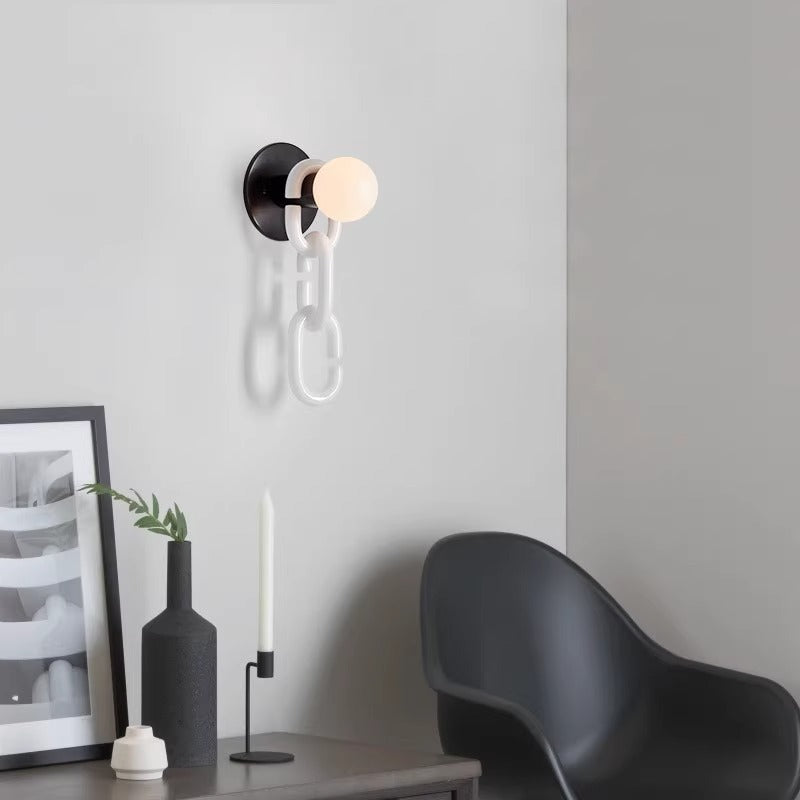 Simple Glass Ball Bedroom Bedside Lamp Creative Chain Wall Lamp