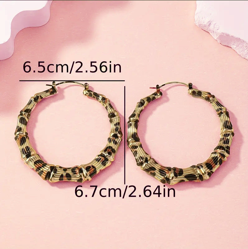 New Fashion Leopard Print Round Hoop Earrings For Women Jewelry Punk Metal Zebra Cow Big Circle Earring Female Party Gifts