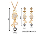 Alloy Necklace Set 18K Gold Pearl Earring Set