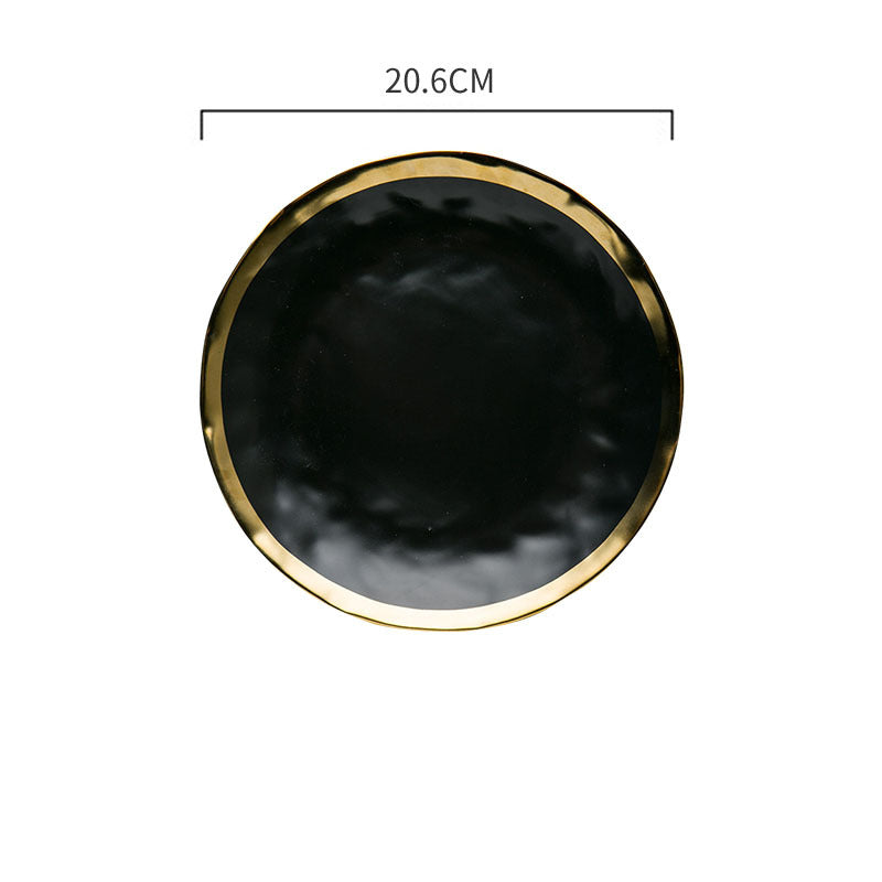 Plate Black And White Gold Ceramic Rice Noodle Bowl Small Dish