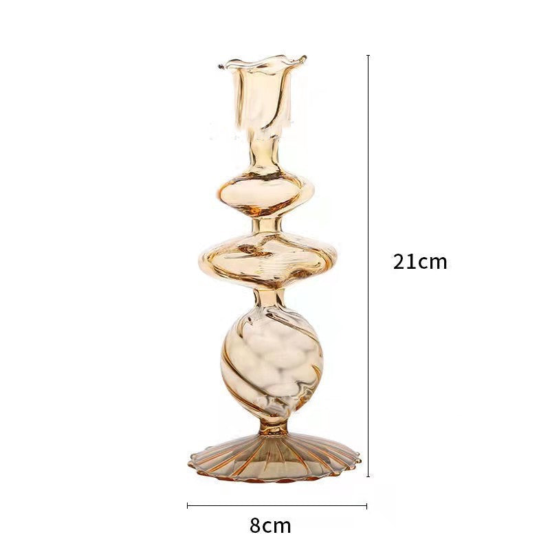 Hand Blown Glass Candle Holder Home Vase Ornament
