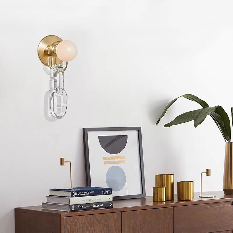 Simple Glass Ball Bedroom Bedside Lamp Creative Chain Wall Lamp