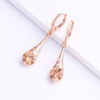 Rose Gold Drop Earrings Copper Zircon