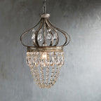 Retro Crystal Chandelier Wrought Iron Forged Crown Lamp