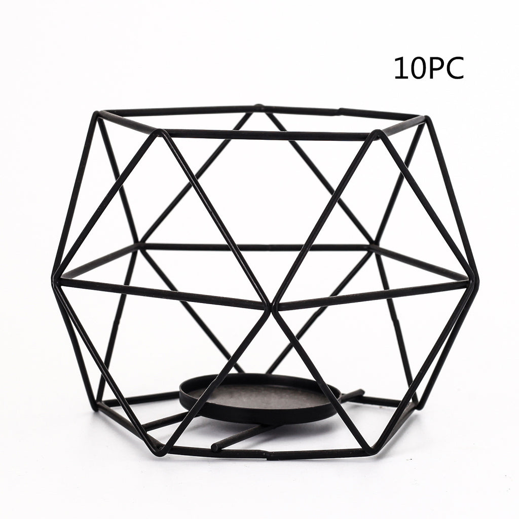 Pentagon Christmas Wrought Iron Geometric Electroplating Candle Holder
