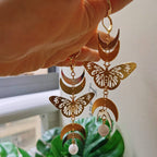Cutout Gold Plated Moth Drop Earrings