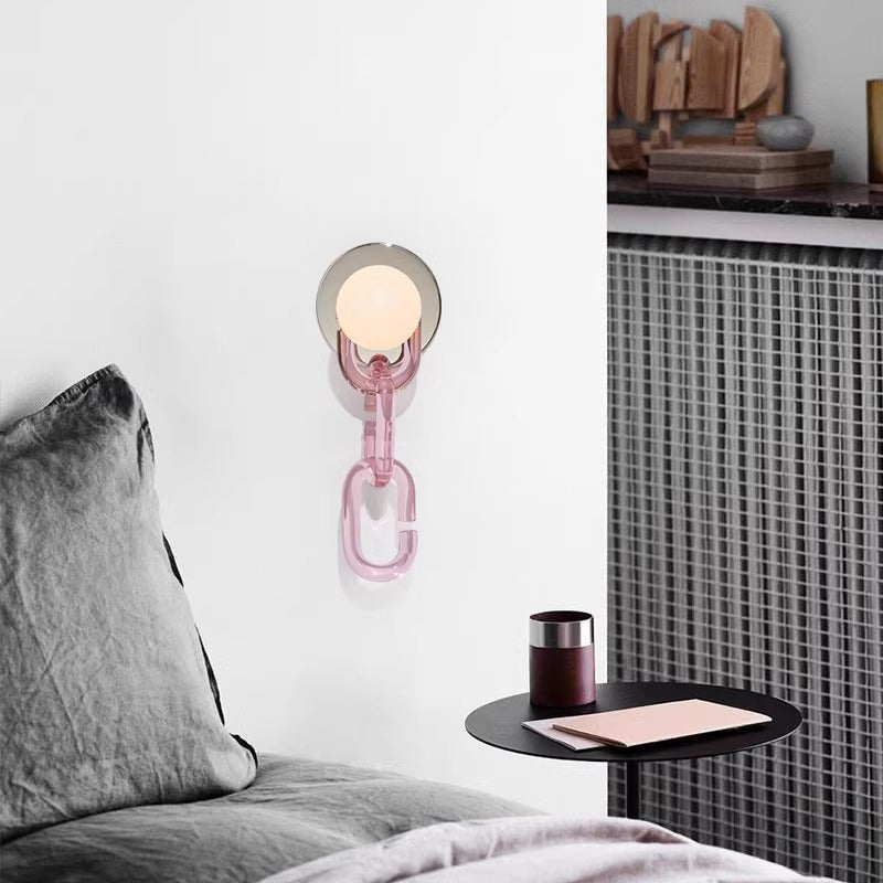 Simple Glass Ball Bedroom Bedside Lamp Creative Chain Wall Lamp