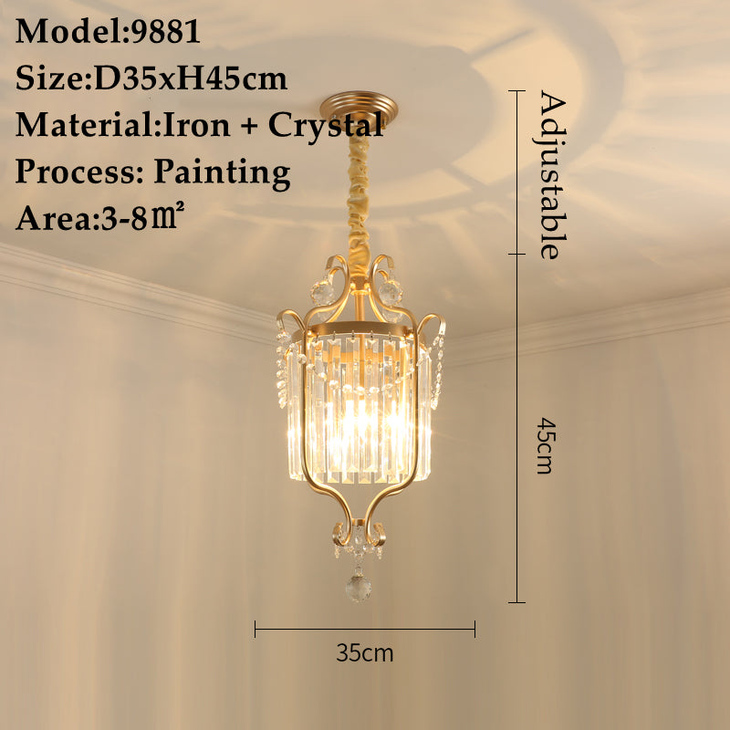 American Small Chandelier Balcony Aisle Corridor Single Head Crystal