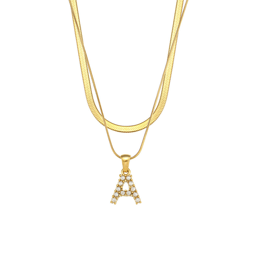 Fiona Layered Gold Initial Letter Necklace