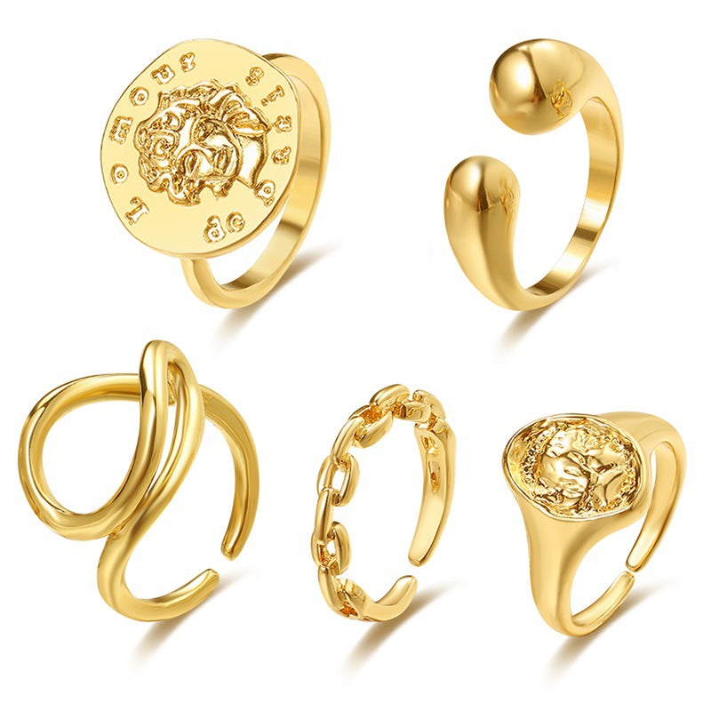 Fashion Personality Geometric Gold Ring Set