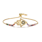 Gold Zircon Fatima Hand Geometric Charm Bracelet