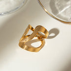 Antique 18K Gold Stainless Steel Thread Shaped Adjustable Ring