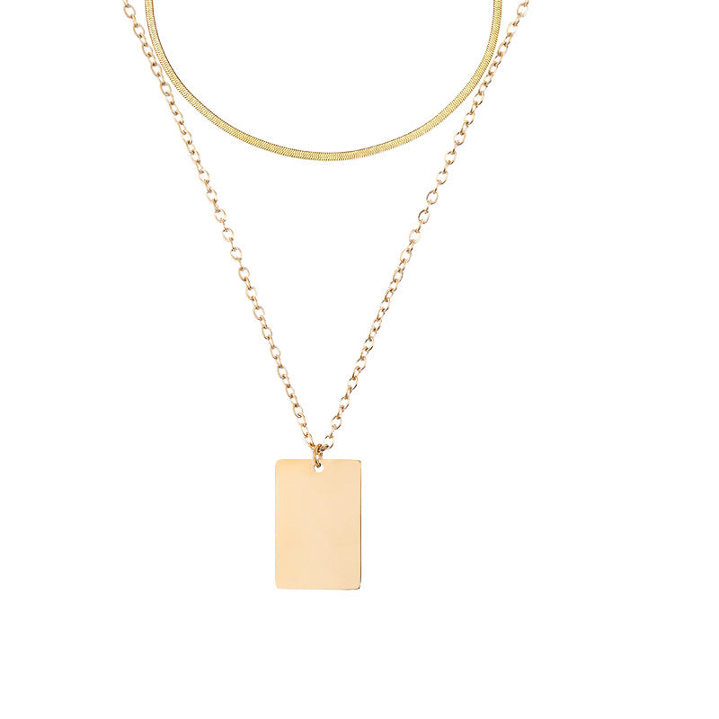 Gold Circular Double Layered Pendant Necklace