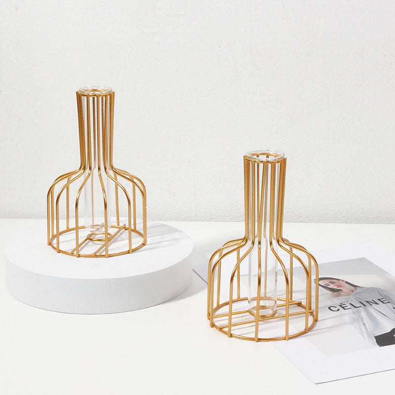 Gold Wrought Iron Vase Photo Shooting Decoration