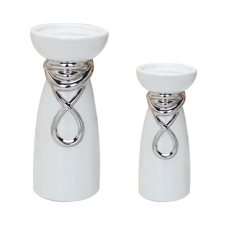 Modern Light Luxury Electroplating Candle Holder Ceramic Crafts Ornaments