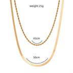 European and American ins minimalist style jewelry wild OT buckle double layered clavicle chain flat gold wire chain retro pearl necklace