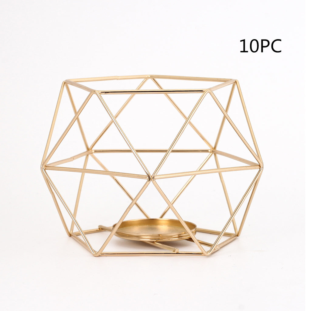 Pentagon Christmas Wrought Iron Geometric Electroplating Candle Holder