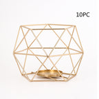 Pentagon Christmas Wrought Iron Geometric Electroplating Candle Holder