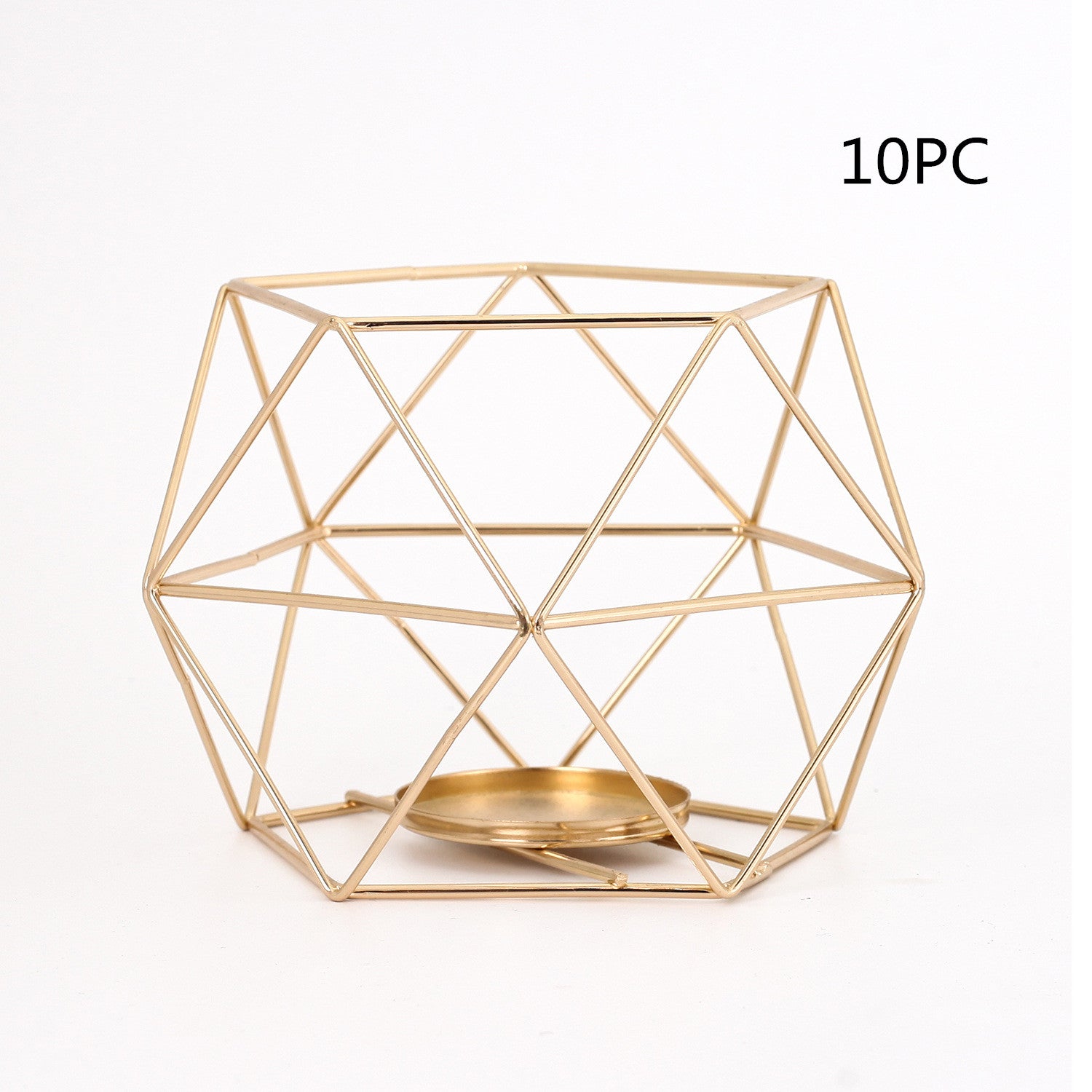 Pentagon Christmas Wrought Iron Geometric Electroplating Candle Holder