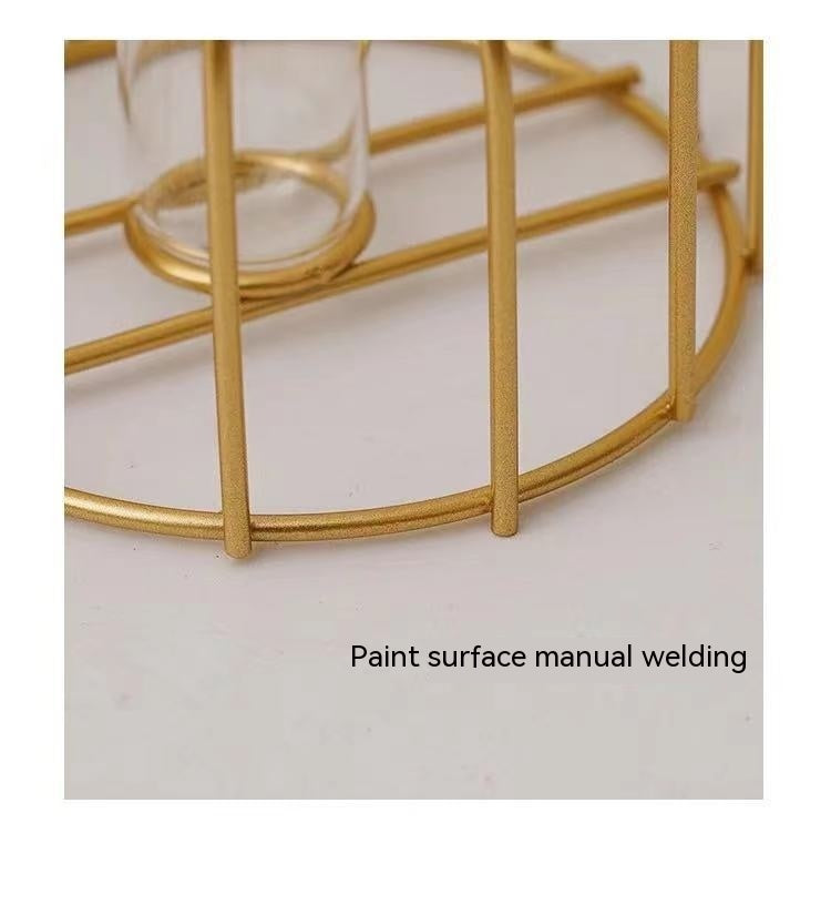 Gold Wrought Iron Vase Photo Shooting Decoration