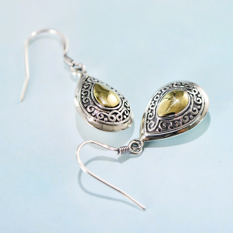 Women's Niche Wave Drop Gold Plated Earrings