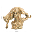 Abstract Gold Panther Sculpture Geometric Resin Leopard Statue Home Office