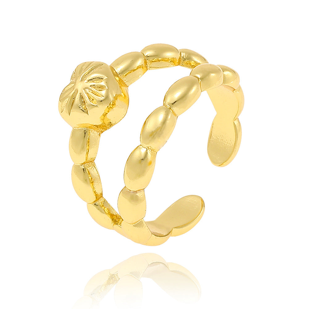 Personality Geometry Little Finger Copper Plating 18K Gold Can Be Adjustable Ring