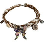 Maillard Wool Choker Butterfly Button Necklace