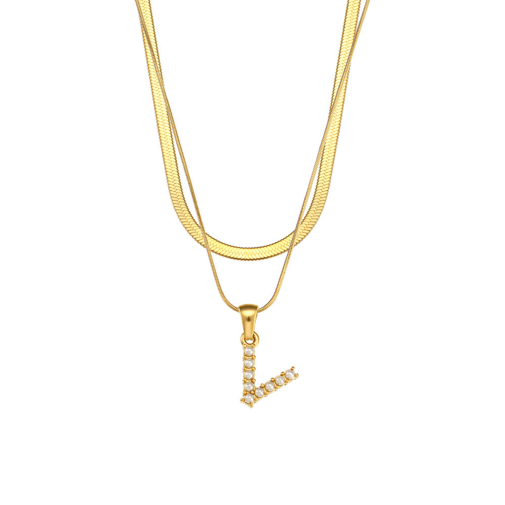 Fiona Layered Gold Initial Letter Necklace
