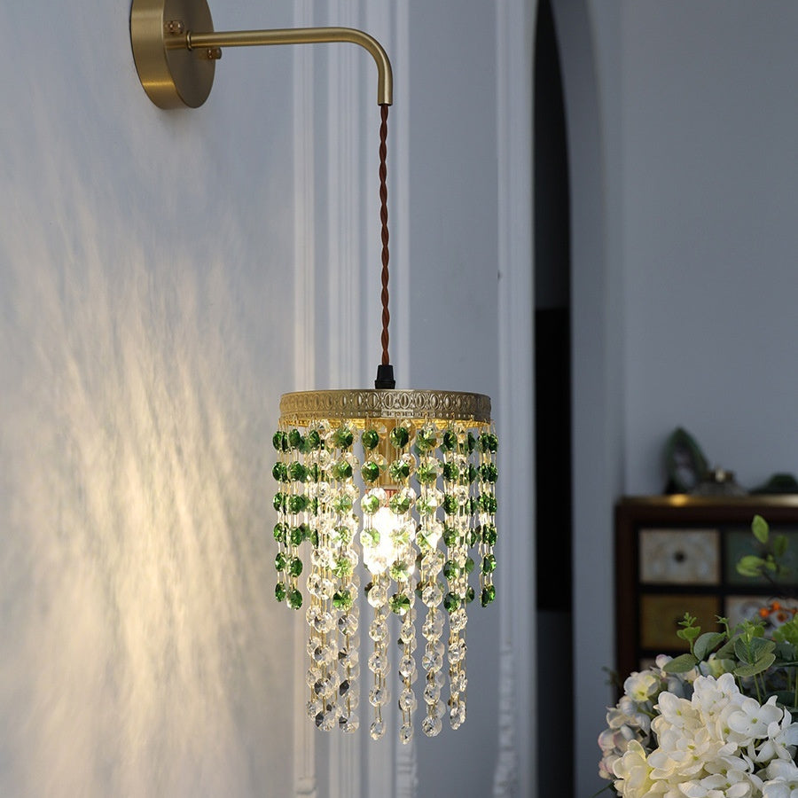 Retro Green Glacier Bedside Crystal Small Droplight