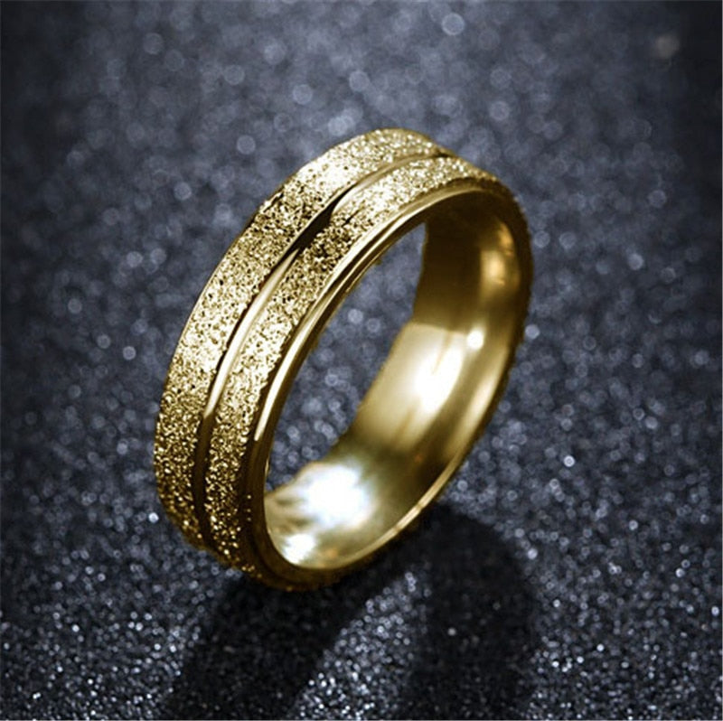 Stainless Steel Statement Ring Set Round Zircon Gold Women's Hand Jewelry