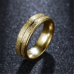 Stainless Steel Statement Ring Set Round Zircon Gold Women's Hand Jewelry
