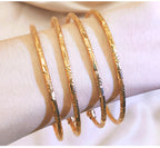 Bridal 24k Gold Plated Bracelet Ornament Women's Wedding Bell Leaf Pendant Bangle Jewelry