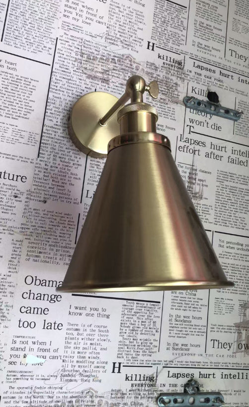 American Rural Industrial Wind Balcony Aisle Corridor Wrought Iron Creative Art Retro Gold Bronze Old Wall Lamp