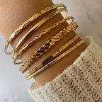 Bohemian Metal Chain Bangle Bracelet Set For Women Geometric Gold Color Thick Link Female Fashion Jewelry