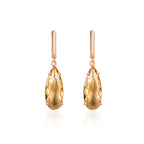 14K Gold Drop-shaped Champagne Gold Earrings For Women