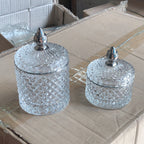 Luxury Gold Painted Glass Sugar Bowl With Lid Glass Candle Cup