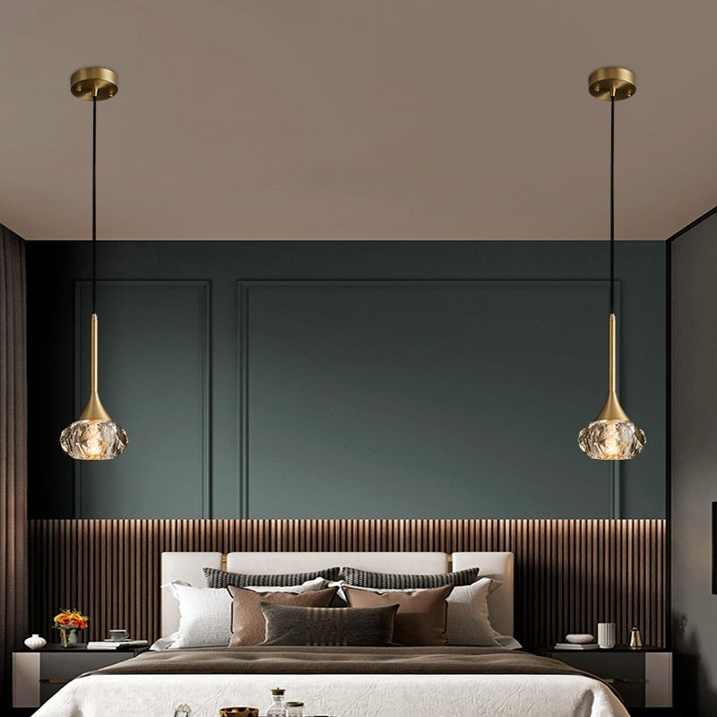 Copper Rotating Stairs Simple Modern Light Luxury Crystal Chandelier