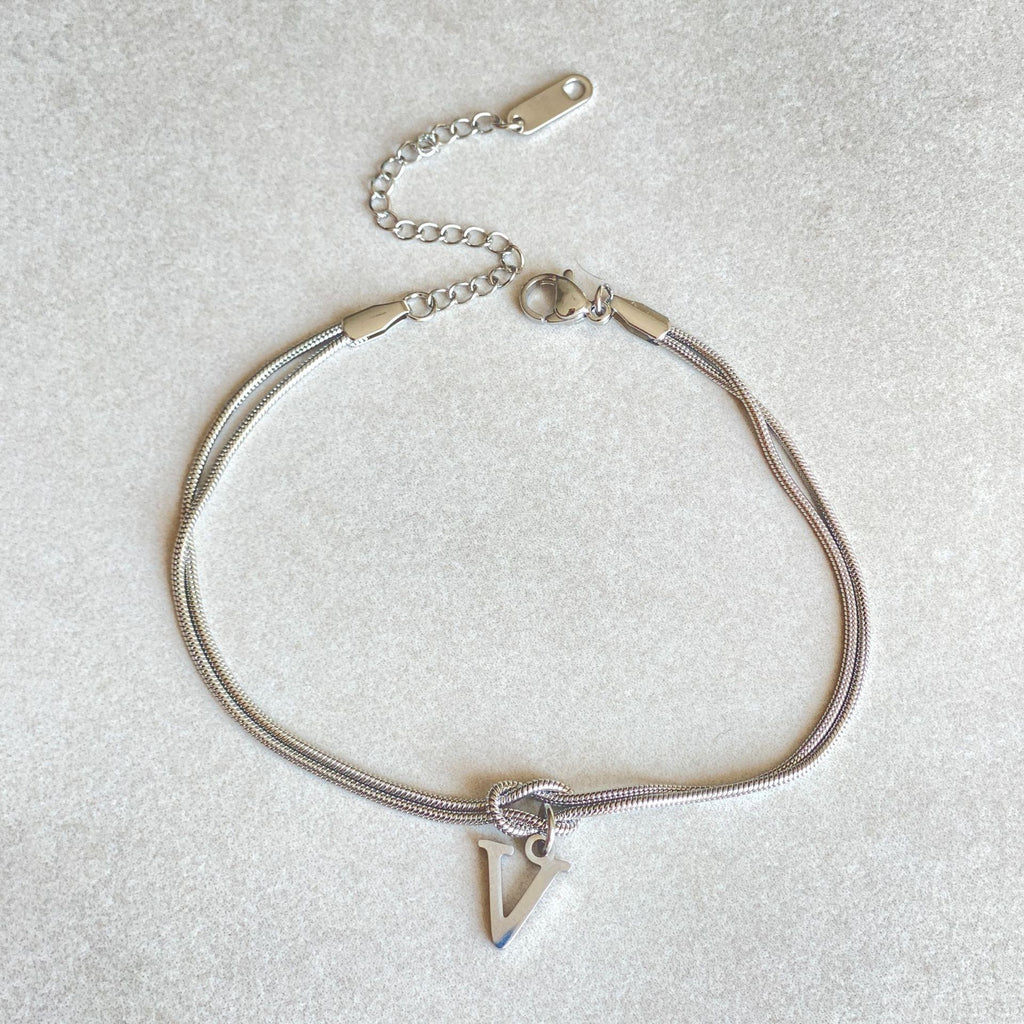 New Letter A-Z Love Knot Bracelets For Women Couple Gold Color Dainty Snake Chain Charm Bracelet Stainless Steel Jewelry Gift Valentine's Day Gifts