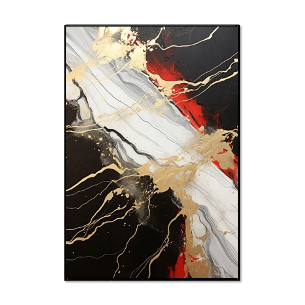 Vintage Gold Black Red Abstract Handmade Oil Painting Original Decoration Living Room Contemporary Home Decor Wall Art