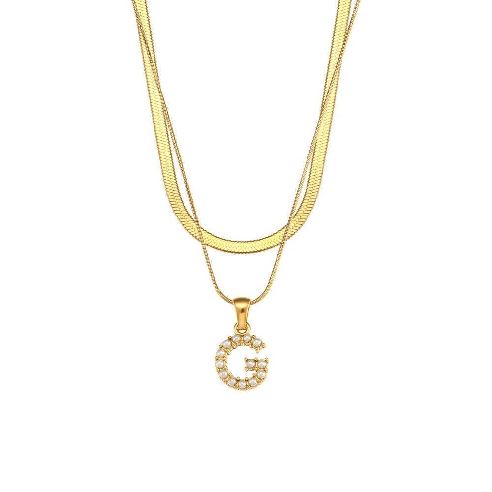 Fiona Layered Gold Initial Letter Necklace