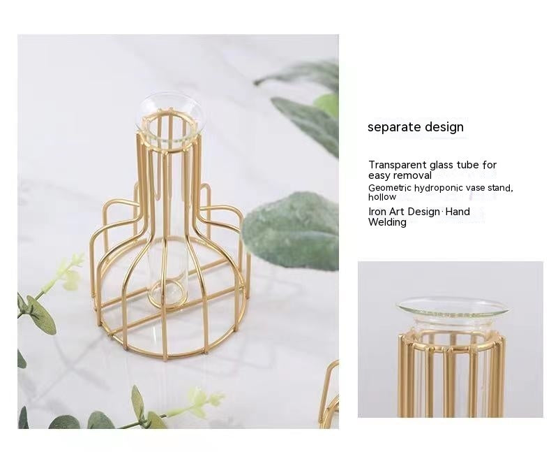 Gold Wrought Iron Vase Photo Shooting Decoration
