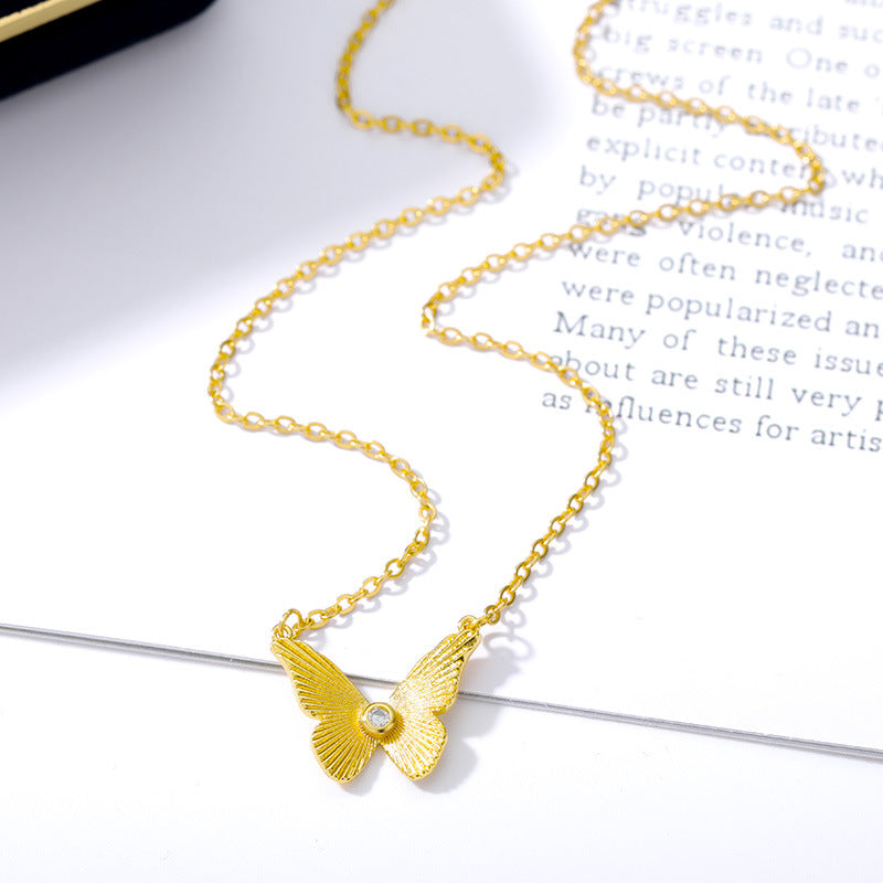 Butterfly Zircon Pendant Necklace Gold Plated Necklace