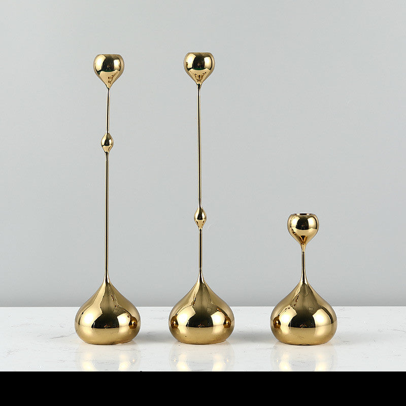 Simple Modern Metal Water Drop Candle Holder Ornament