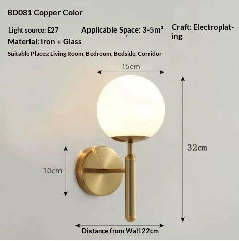 Internet-famous Wall Lamp LED Bedside Bedroom Modern Minimalist Creative Living Room Balcony Staircase Corridor Wall