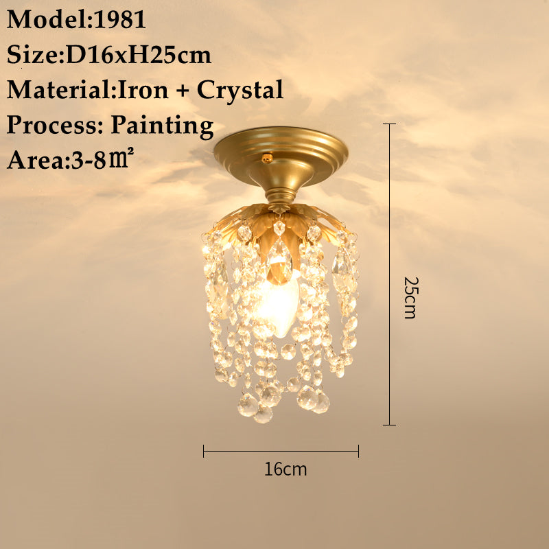 American Small Chandelier Balcony Aisle Corridor Single Head Crystal