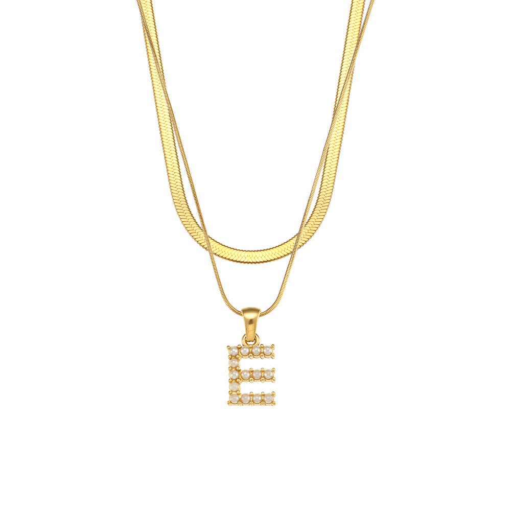 Fiona Layered Gold Initial Letter Necklace